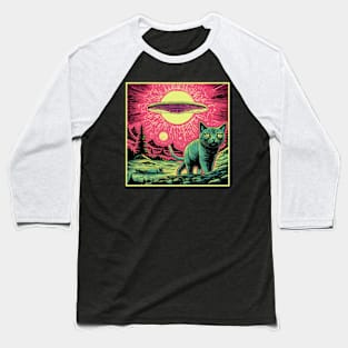 Cat & UFO Baseball T-Shirt